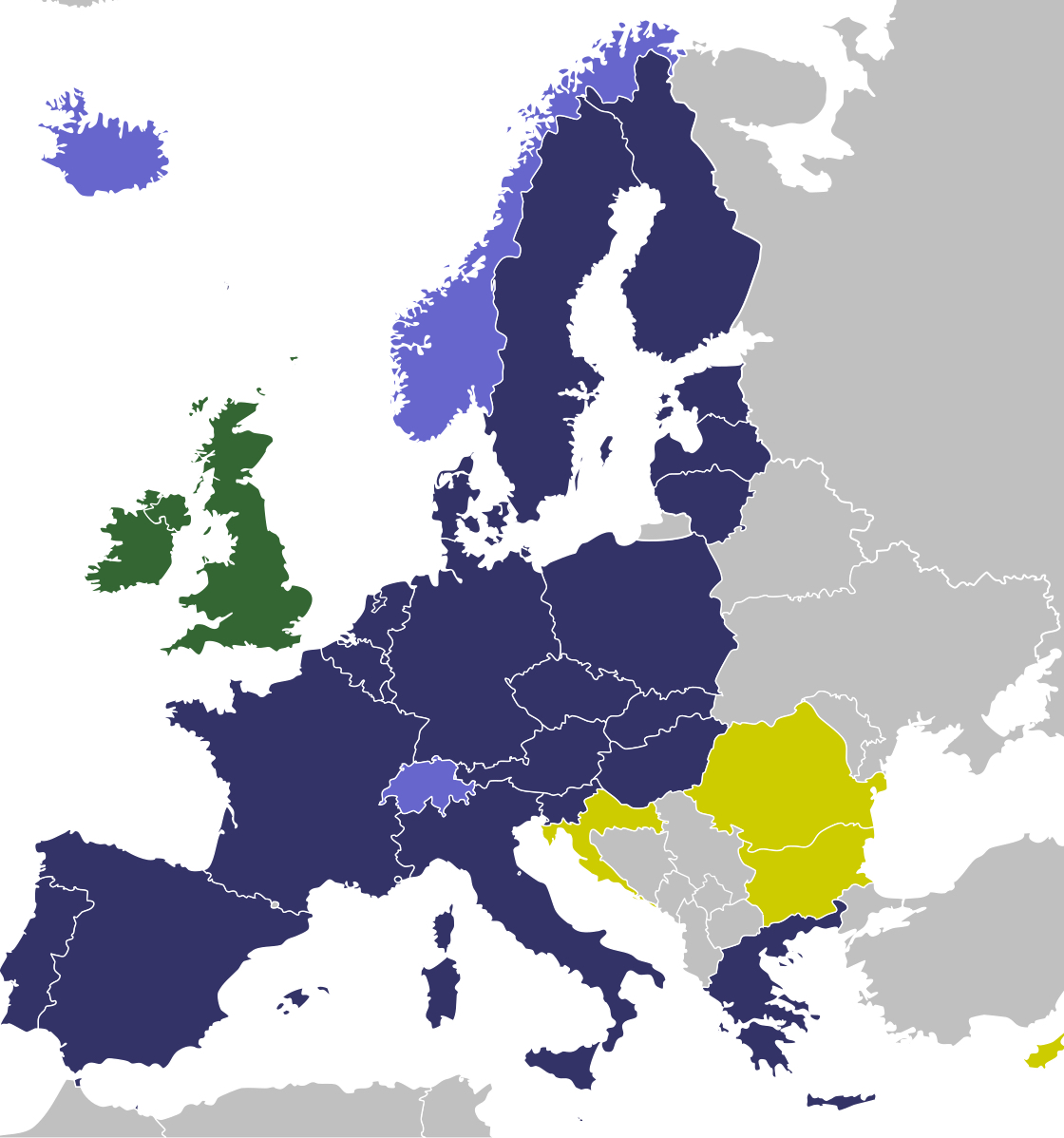Schengen Area Labeled Map